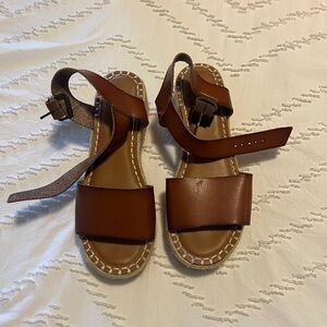 White Mountain Brown Leather Sandals
